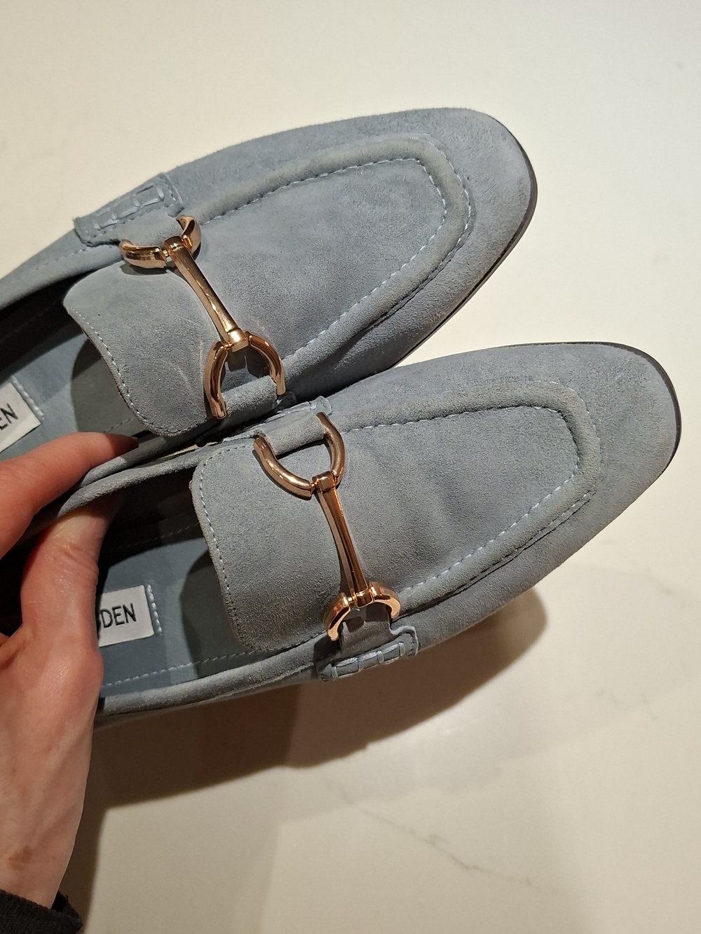 Steve Madden Classic "Carrine" Robin's Egg Blue Preppy Suede Loafers (US 6.5) - Picture 3 of 8